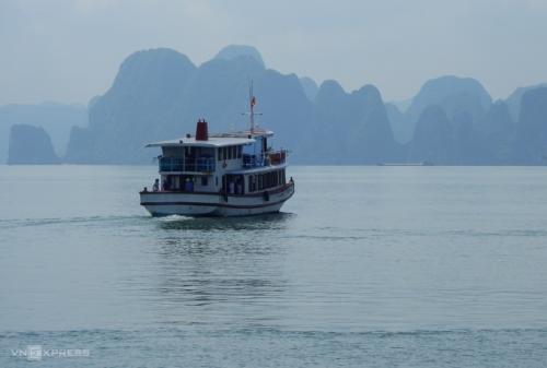 Visitors to Ha Long Bay are not allowed to stand on the bow of the ship